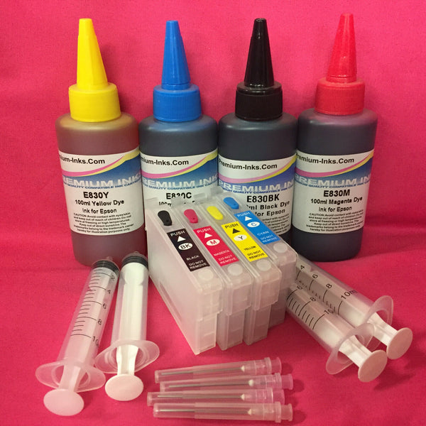 Epson T 1811-4 Refillable Ink Cartridges and 400ml Ink 