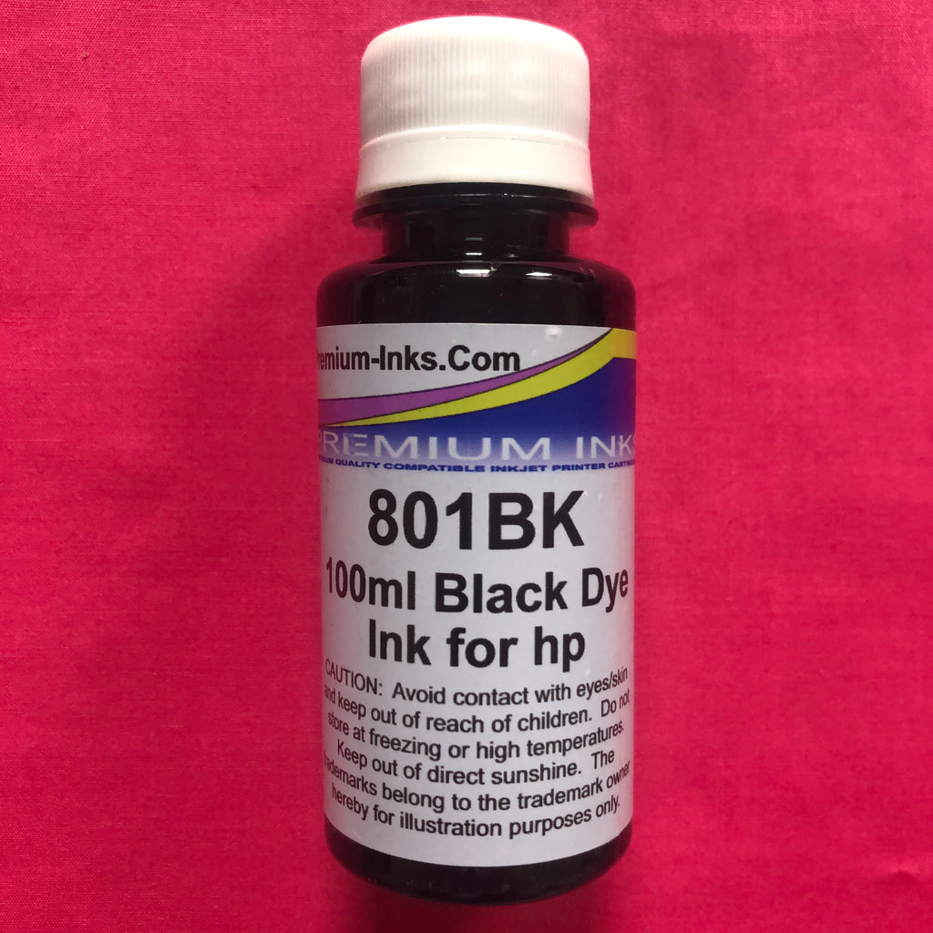 BLACK 2 x 100ml DYE PRINTER REFILL INK FOR HP