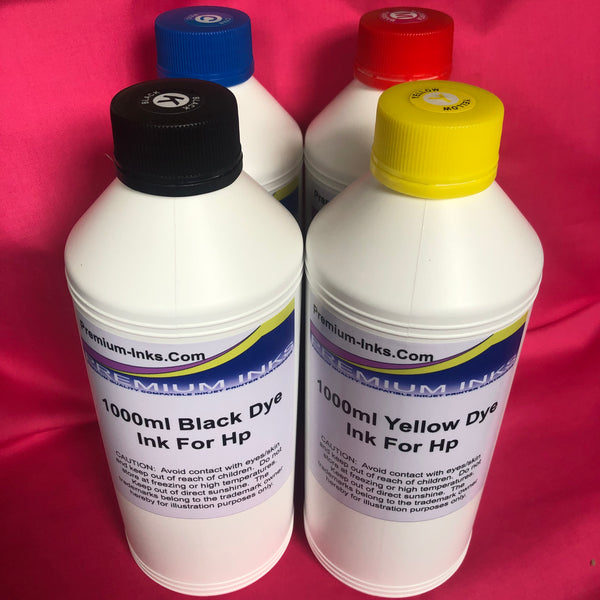 4 x LITRE BOTTLES DYE REFILL INK FOR HP