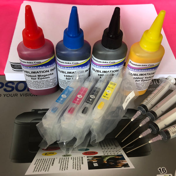 Sublimation Printer Ink Refillable Cartridges Paper Bundle