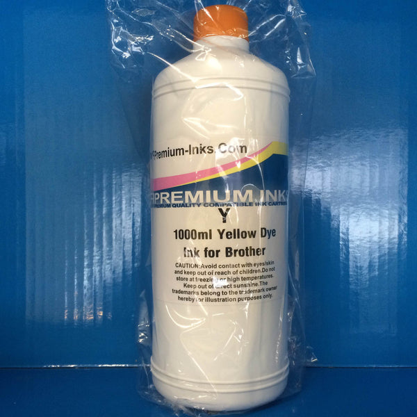 LITRE YELLOW BOTTLE DYE REFILL PRINTER INK FOR REFILLING BROTHER CARTRIDGES Non OEM