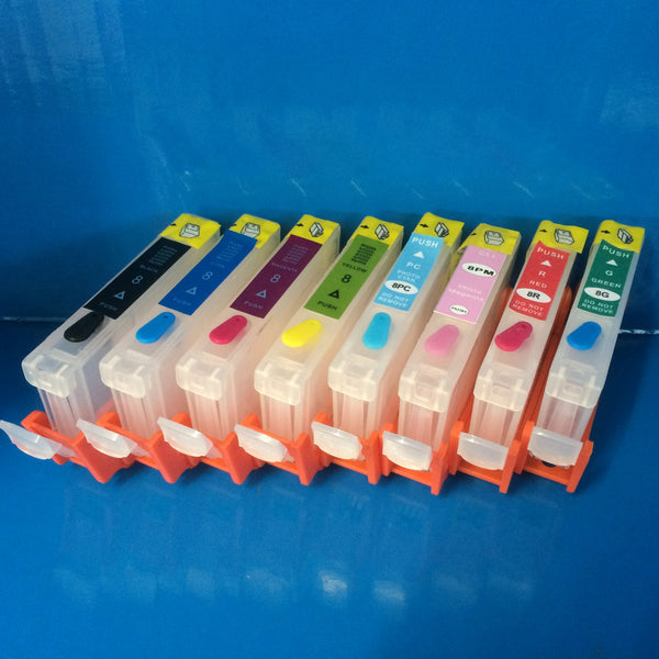 8 REFILLABLE EMPTY CARTRIDGES FOR CANON PIXMA PRO 9000 Mk II CLI-8 BK/C/M/Y/PC/PM/R/G Non OEM