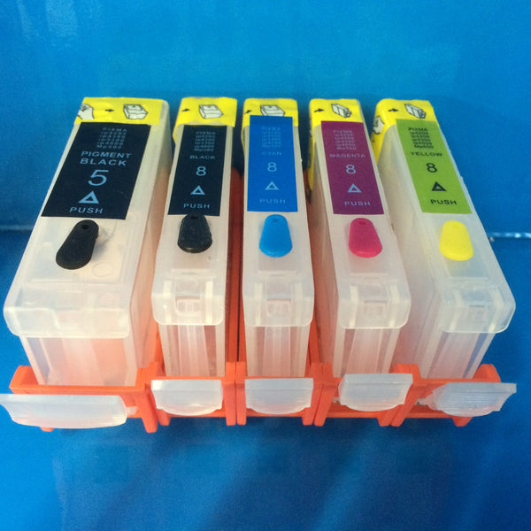 5 REFILLABLE EMPTY INK CARTRIDGES FOR CANON PGI-5BK CLI8 BK/C/M/Y