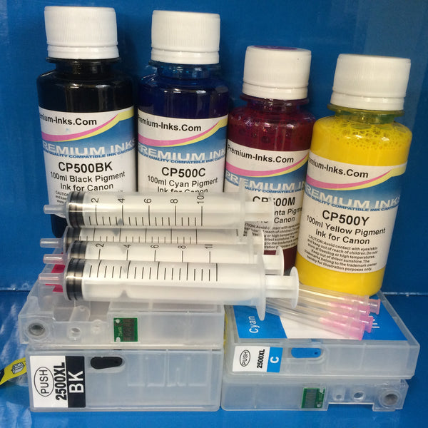 PGI-2500 xl REFILLABLE CARTRIDGES +400ML PIGMENT INK CANON MAXIFY iB4050 MB5050 MB5350 Non OEM