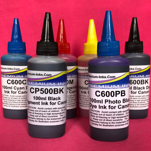 6x100ml Pigment Dye Ink Canon 580 581