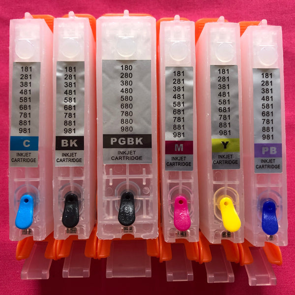 Set 6 Refill Cartridges Canon PGI 580 CLI 581 PBL