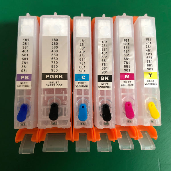 Set 6 Refill Cartridges Canon PGI-580BK CLI-581 C/M/Y/PBL