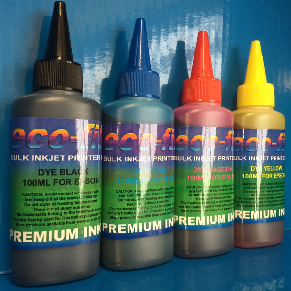 4X100ML ECO-FILL REFILL INK FOR EPSON WORKFORCE HOME EXPRESSION PREMIUM STYLUS COLOR PRINTERS NON OEM