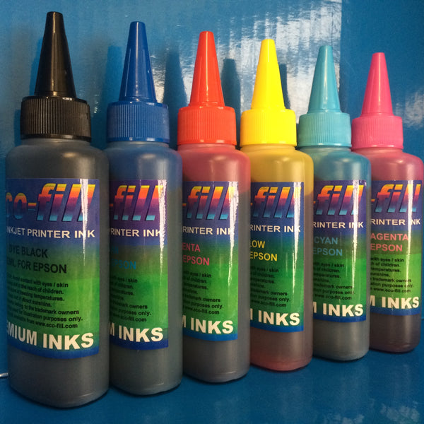 6X100ML ECO-FILL DYE REFILL INK FOR EPSON EXPRESSION PREMIUM STYLUS PHOTO PRINTERS NON OEM