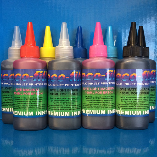 9X100ML ECO-FILL DYE REFILL INK FOR EPSON PHOTO R2400 R2880 R3000 R3880 PRINTERS