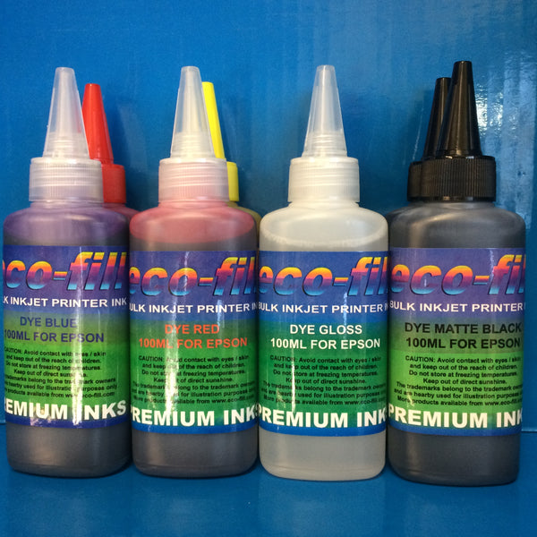 8X100ML ECO-FILL DYE REFILL INK FOR EPSON STYLUS PHOTO R1900 PRINTERS