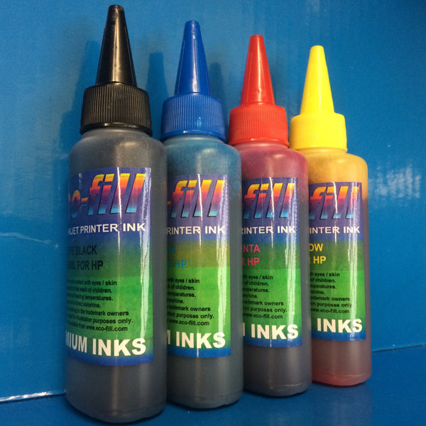 4X100ML ECO-FILL DYE REFILL INK FOR HP PRINTERS NON OEM