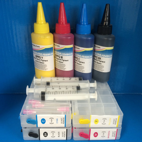 T7011-4 REFILLABLE CARTRIDGES + 4X100ML PIGMENT INK